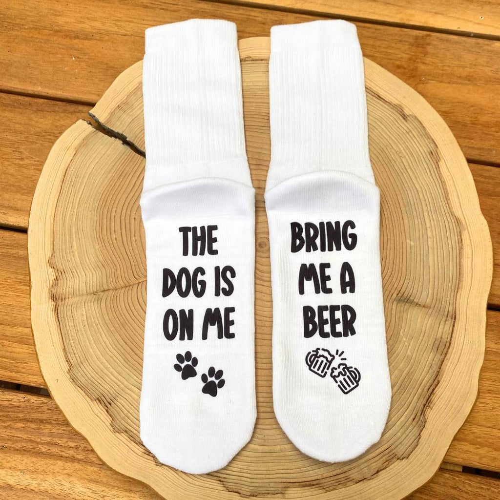 funny dog dad socks - bring me a beer