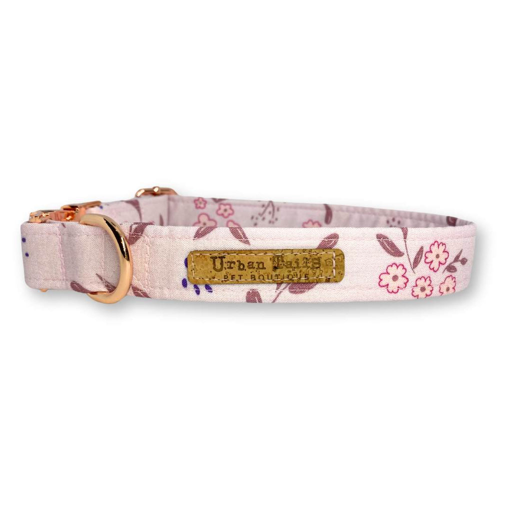 Adjustable Dusky Daisy pink dog collar