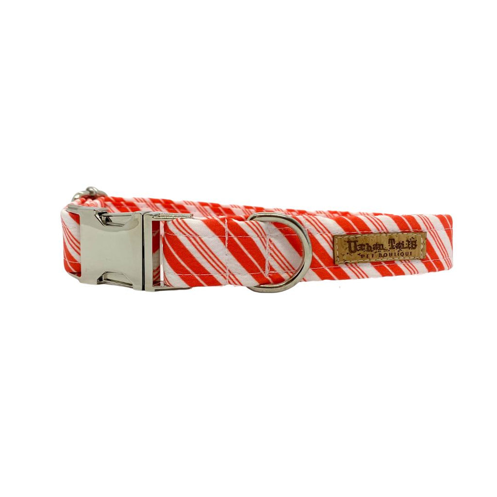 Candy cane striped dog collar