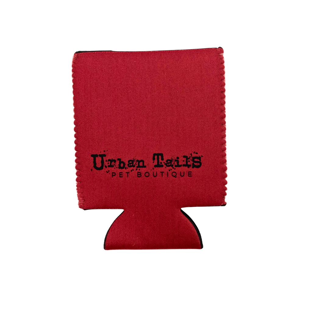 back of Halloween koozie in blood red