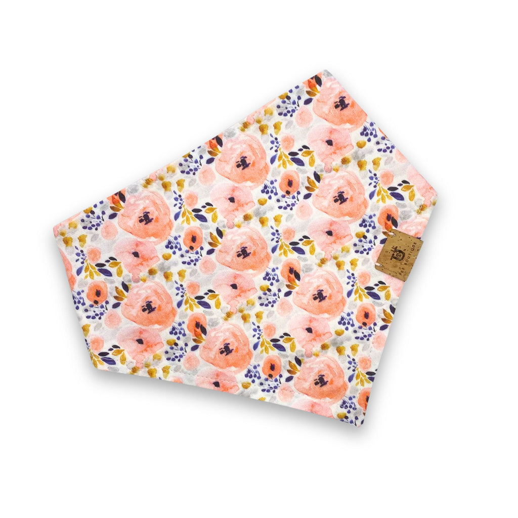Peach Posy floral watercolour dog bandana