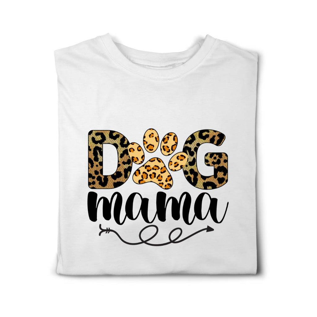 Dog Mama T-shirt with leopard print font