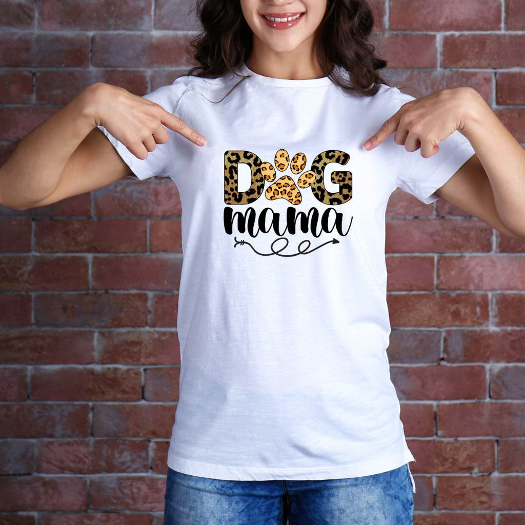 Girl wearing Dog Mama T-Shirt