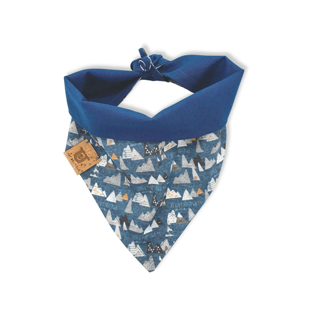 Mountain design dog bandana in blue