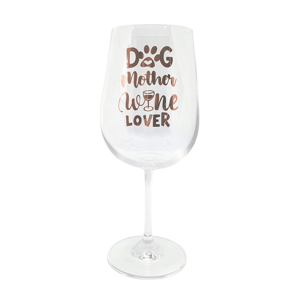 Dog mum wine glass with rose gold design - Dog mother, wine lover