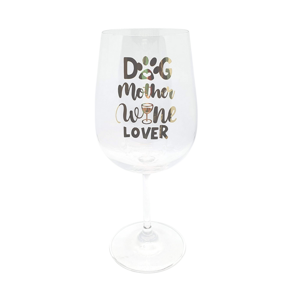 Dog mum wine glass with rose gold design - Dog mother, wine lover