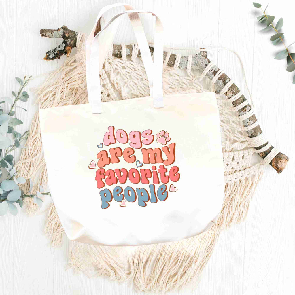 dogs are my favourite people tote bag flatlay