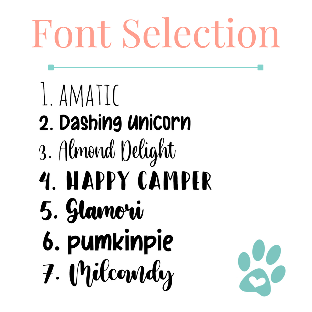 Font selection for personalisation of fur mum mug