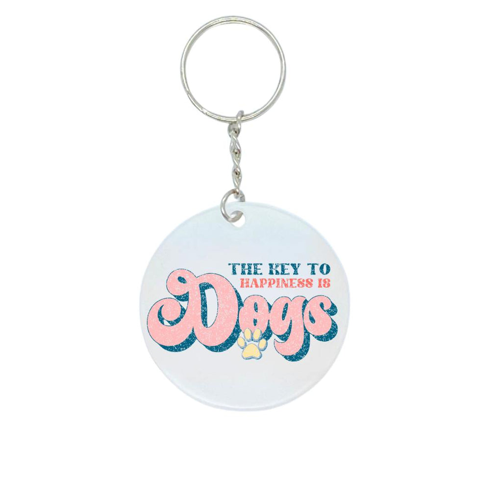 'The Key to Happiness is Dogs' Acrylic Keyring